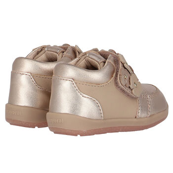 Baby Girls Rose Gold Floral Trainers